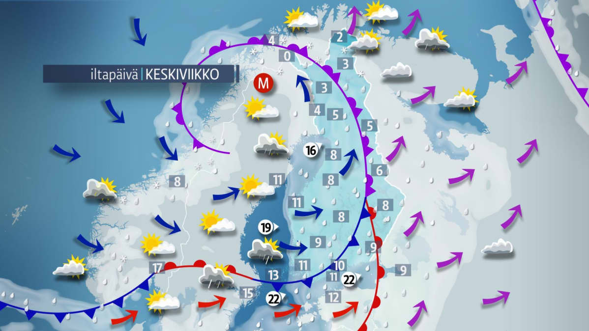 Keskiviikkoiltapäivän sää.