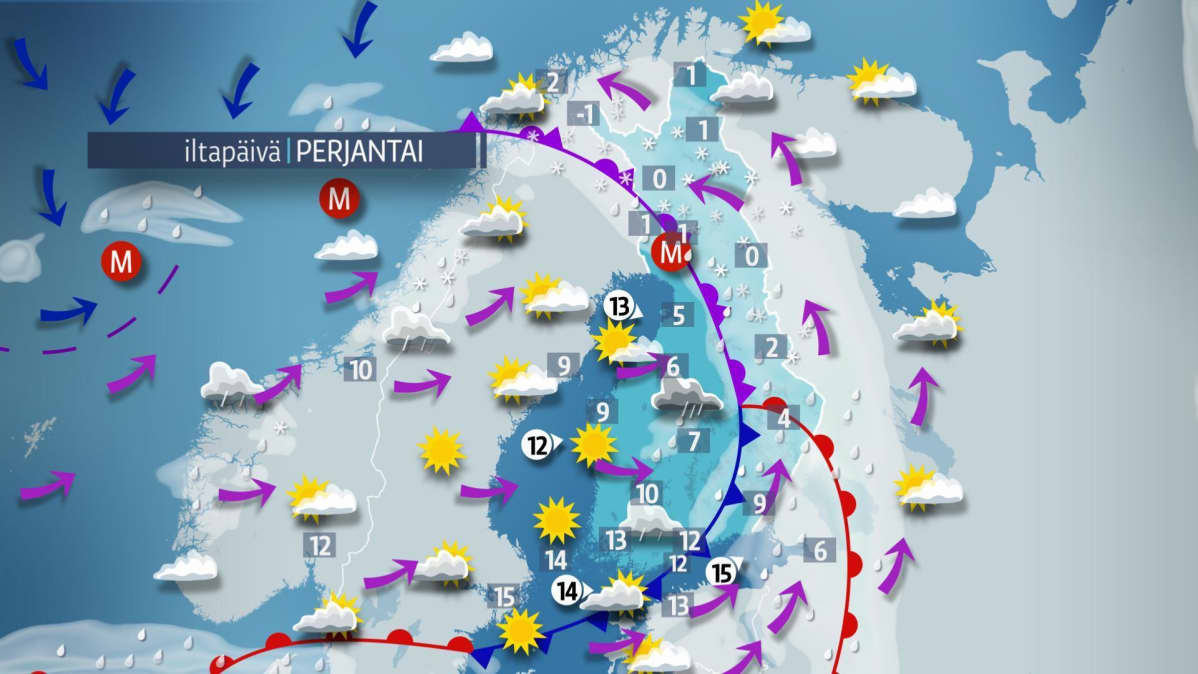 perjantain sääkartta