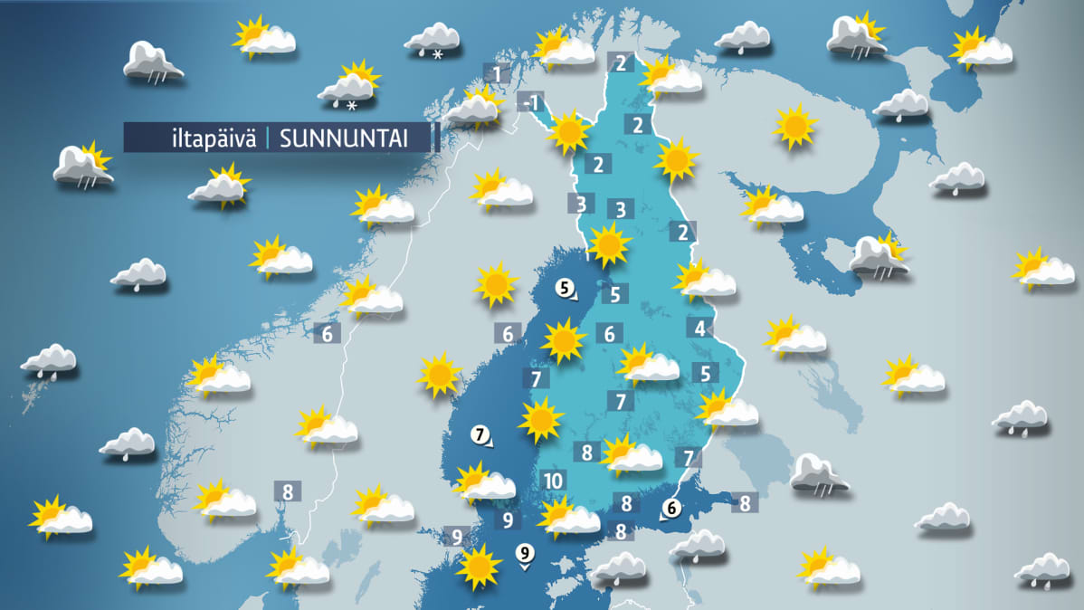 Sääennuste sunnutaille 7. lokakuuta.