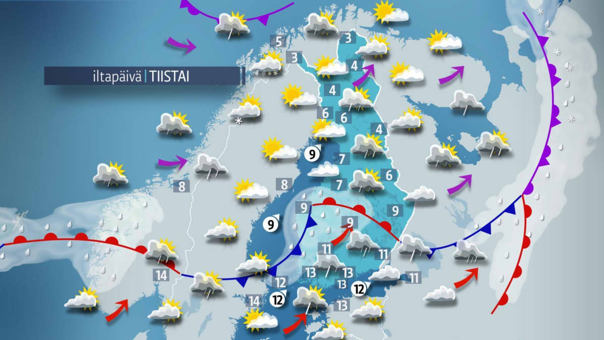 tiistain sääkartta