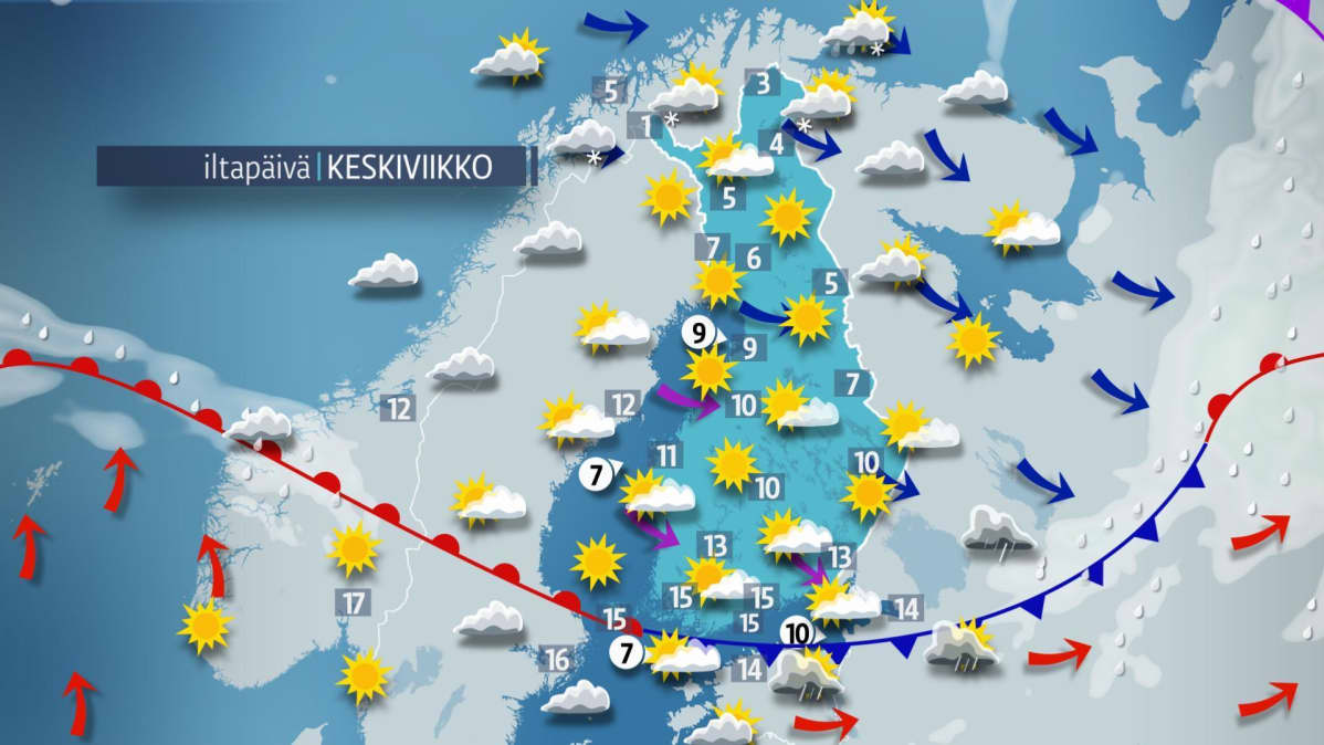 keskiviikon sääkartta