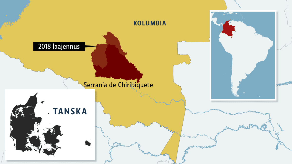 Kartta Serranía de Chiribiquete -kansallispuistosta