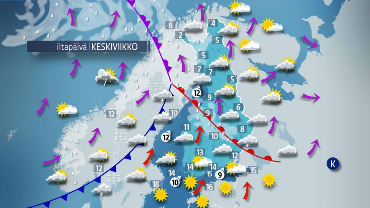 Keskiviikkoiltapäivän sää.