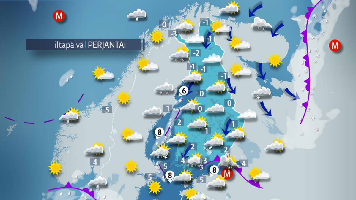 Perjantai Iltapäivän sää.