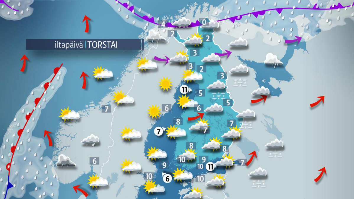 Torstain sääkartta.