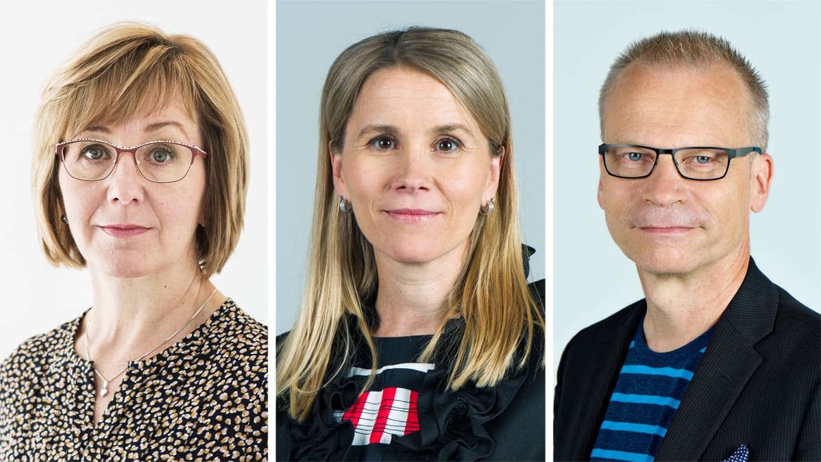 Kirjeenvaihtajat Pirkko Pöntinen, Paula Vilén ja Mika Hentunen.