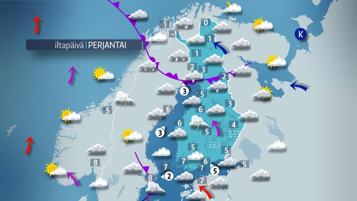 perjantain sääkartta