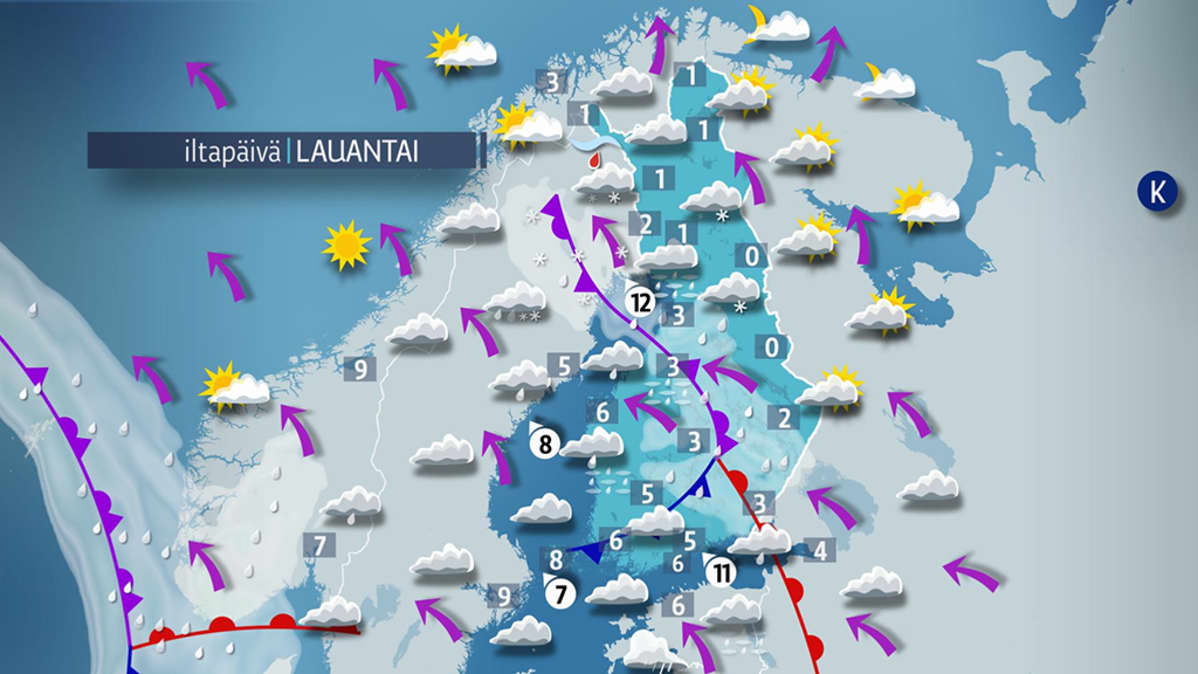 Lauantain sääennuste.