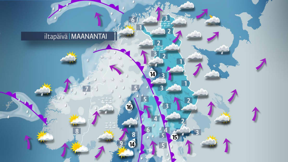 maanantain sääkartta