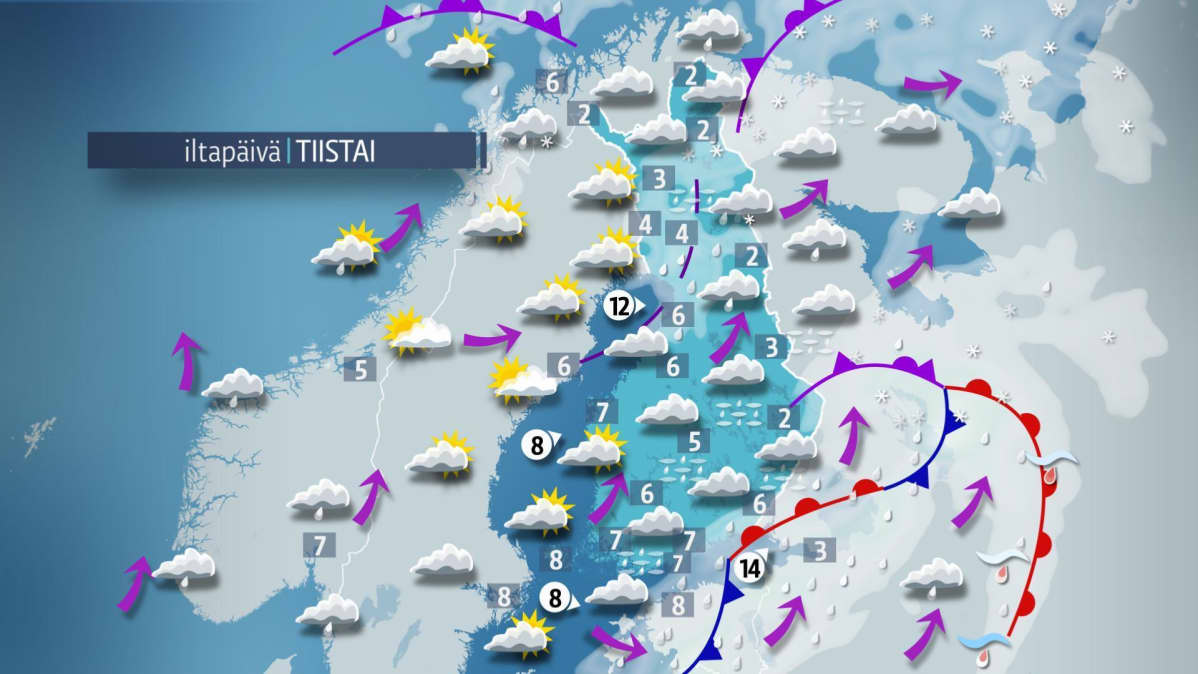 tiistain sääkartta