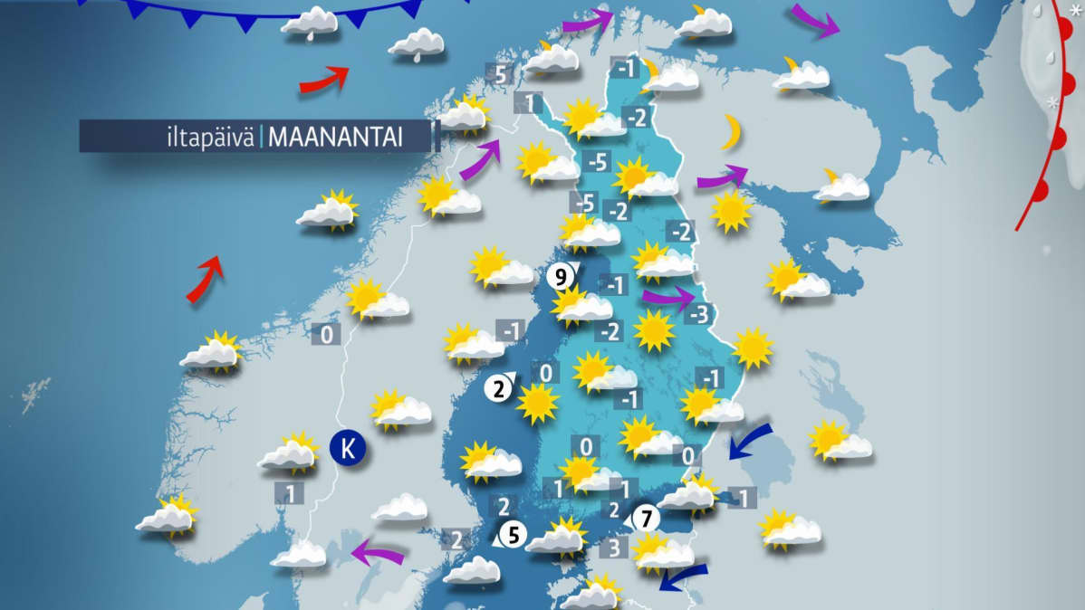 maanantain sääkartta