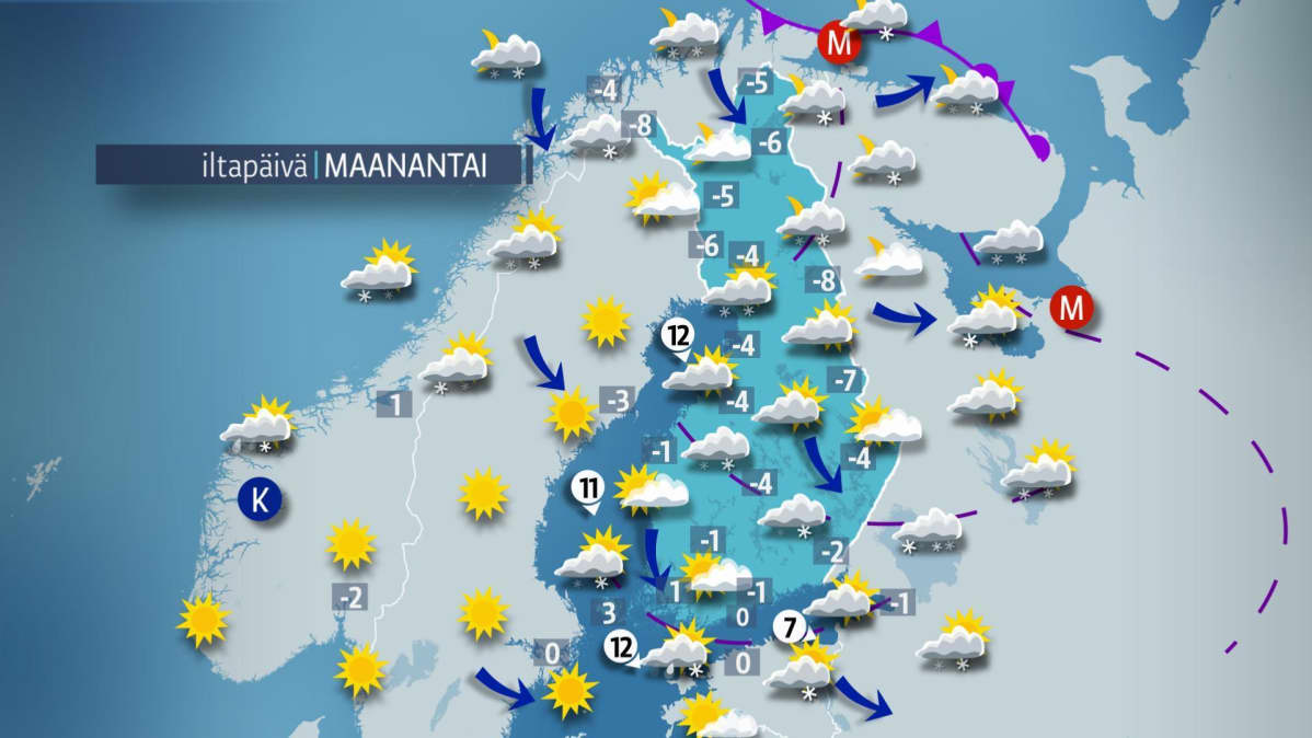 maanantain sääkartta
