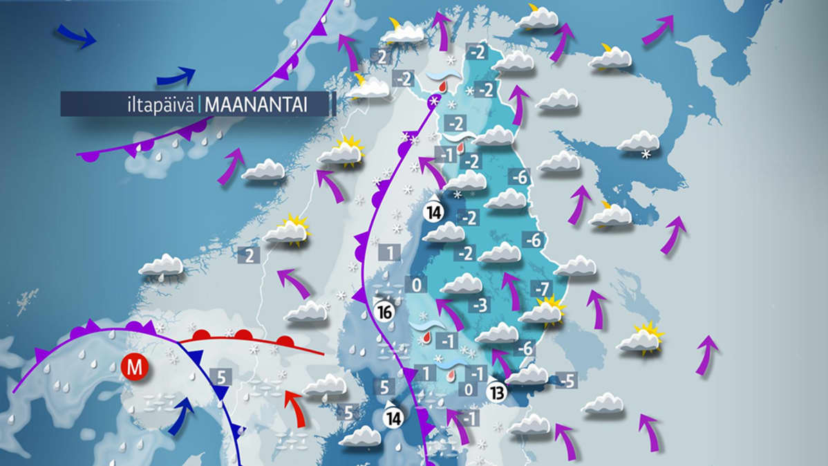 Maanantain sääennuste.