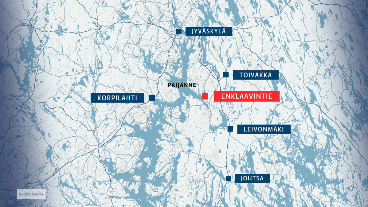 Enklaavintie kartalla.