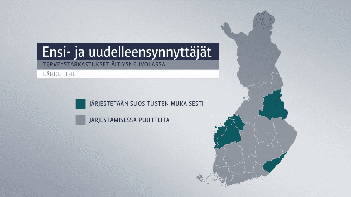 Ensi- ja uudelleensynnyttäjien terveystarkastukset hoidetaan suositusten mukaisesti vain viidessä maakunnassa.