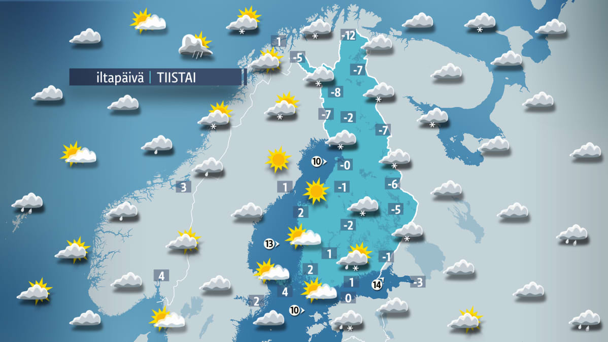 Tiistain sääkartta.