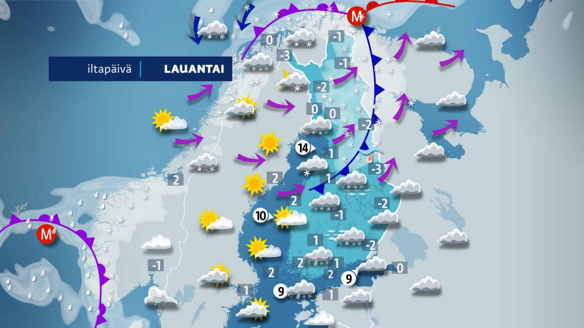 lauantain sääkartta