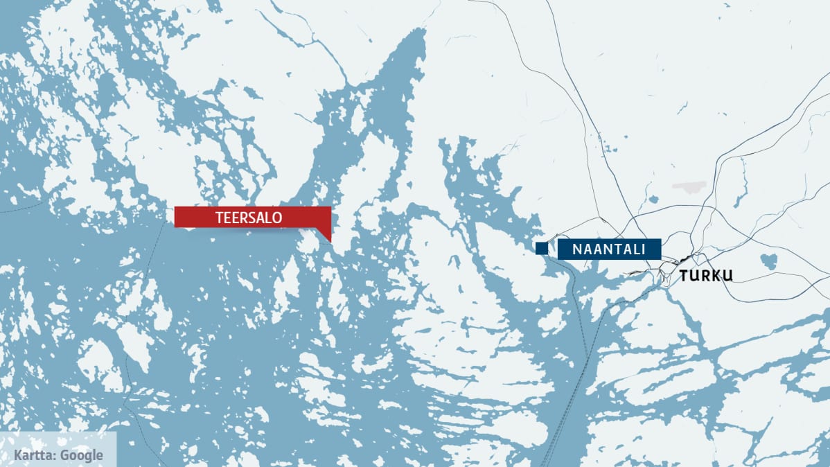 kartta jossa teersalo ja naantali