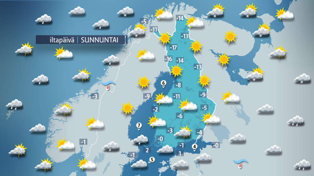 sunnuntain sääkartta