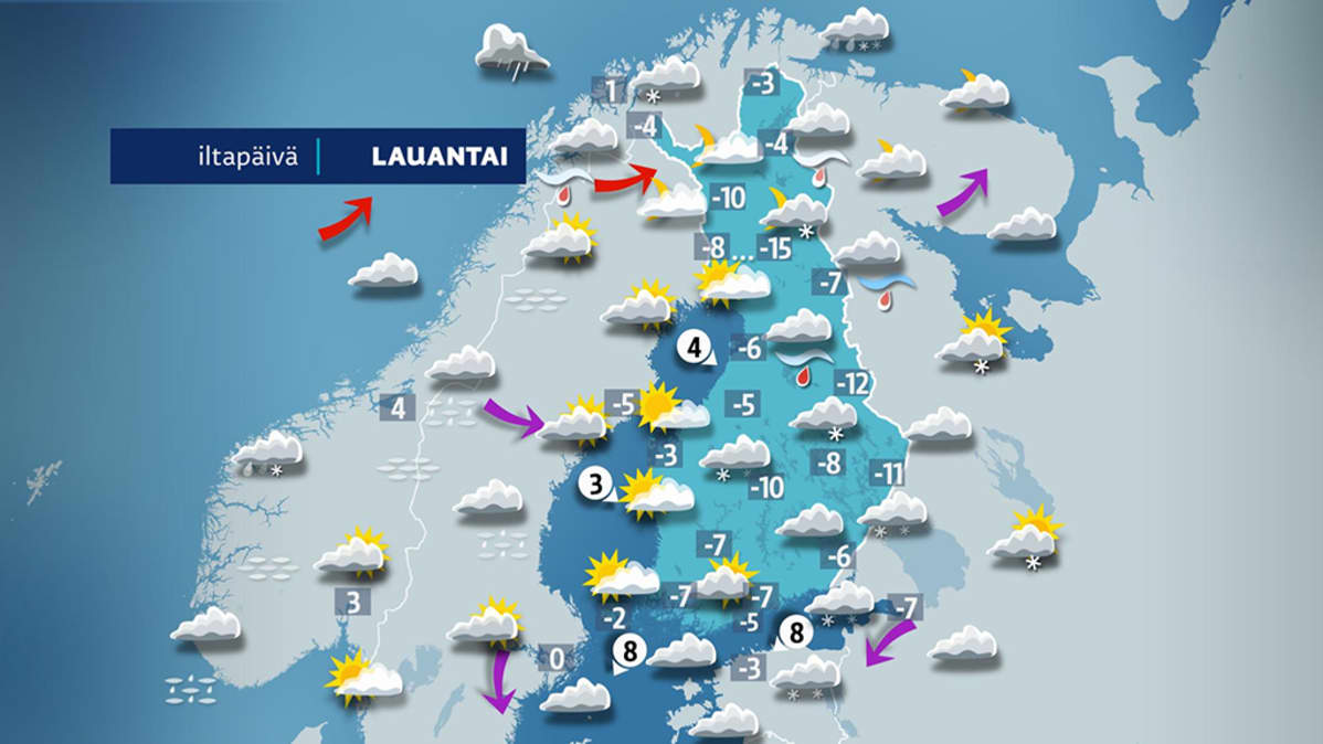 Lauantain sääennuste.