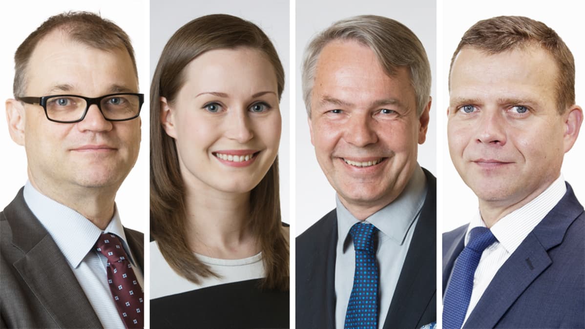Juha Sipilä Sanna Marin Pekka Haavisto Petteri Orpo.