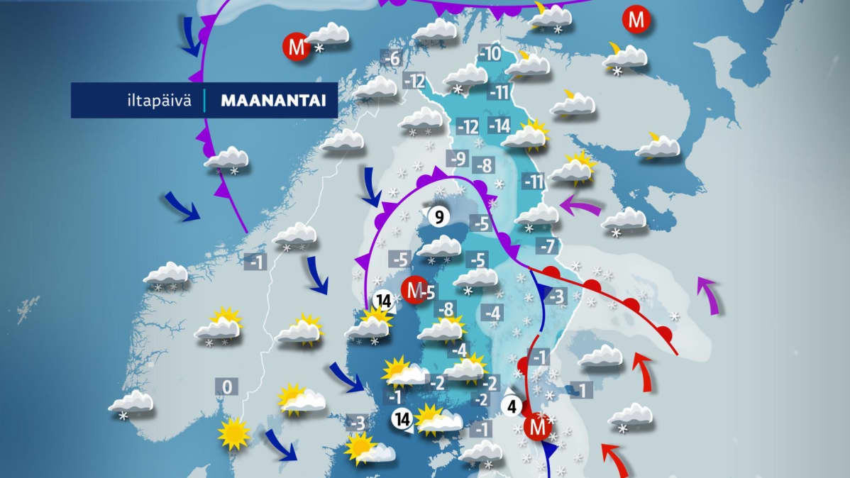 maanantain sääkartta