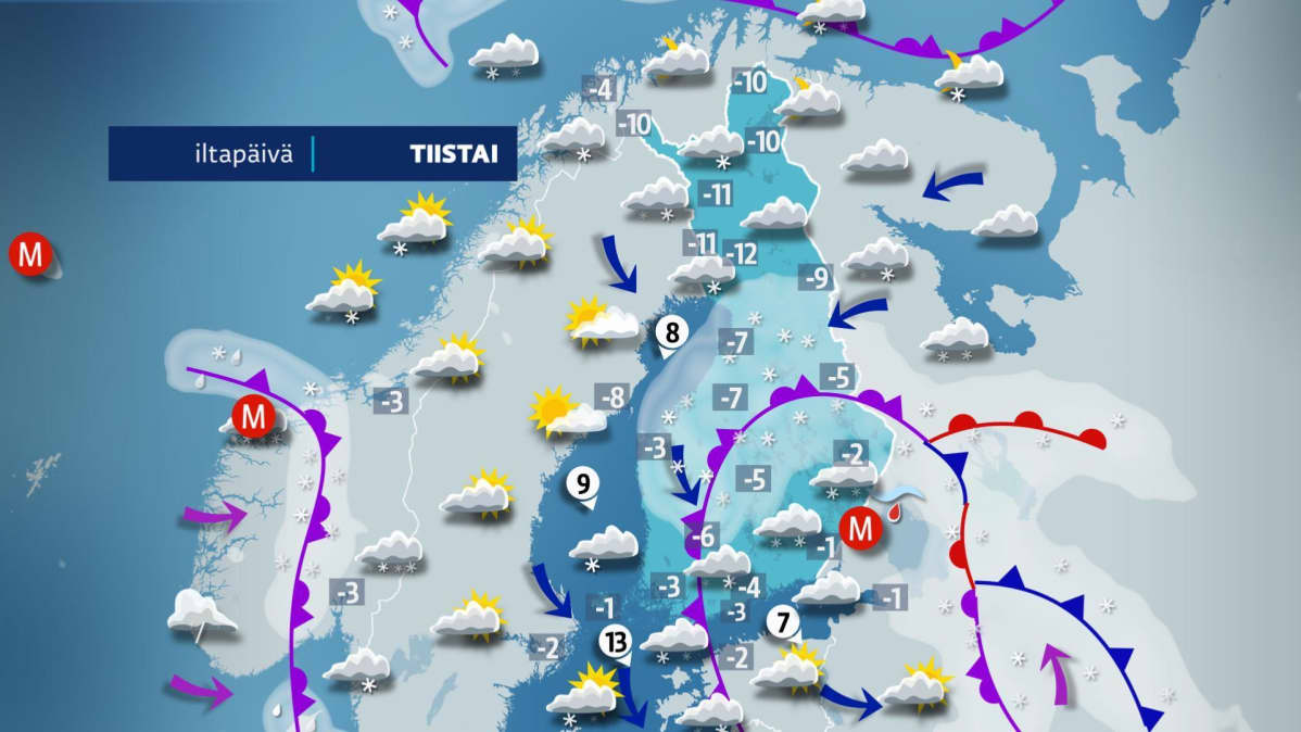 tiistain sääkartta