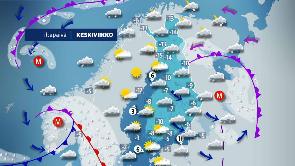 Keskiviikon iltapäiväkartta
