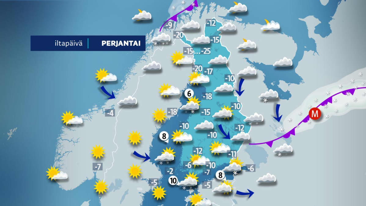 perjantain sääkartta