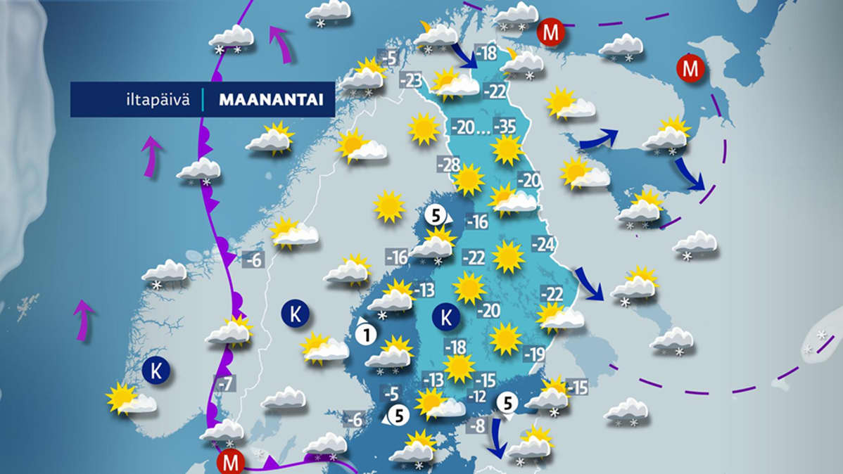 Maanantain sääennuste.
