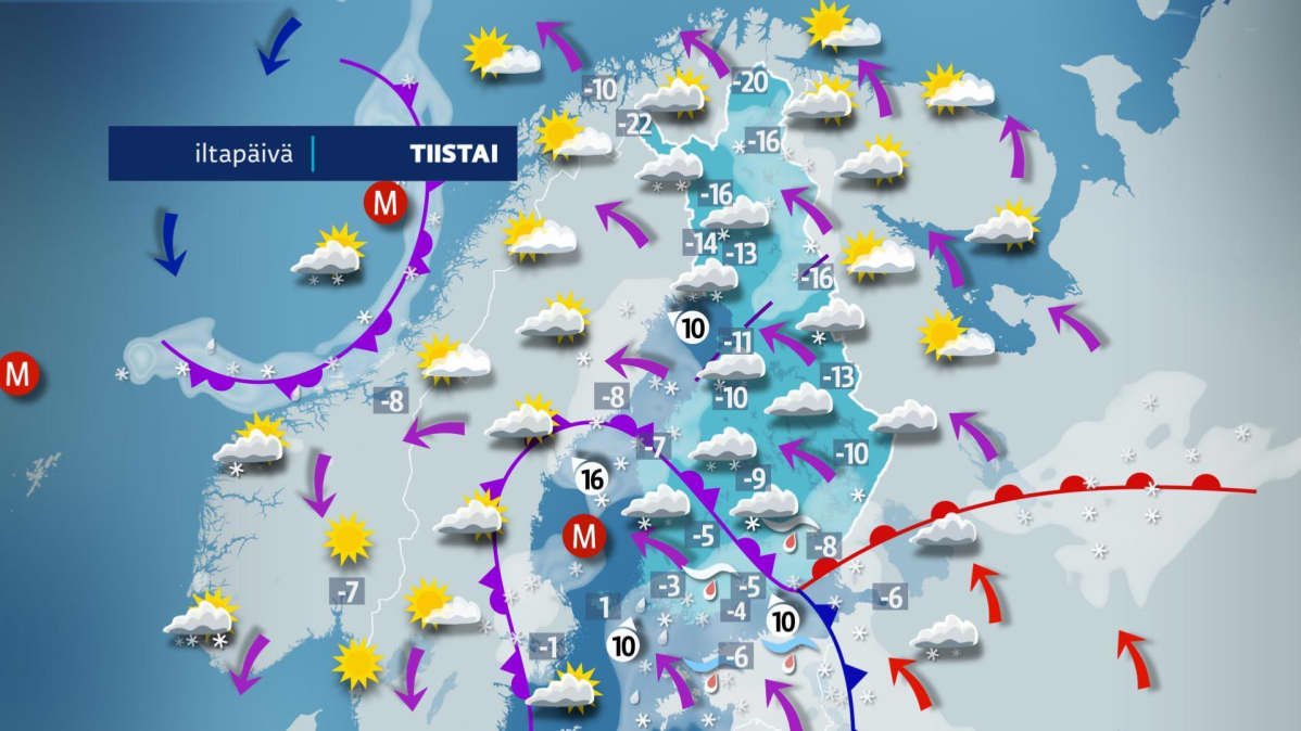 tiistain sääkartta