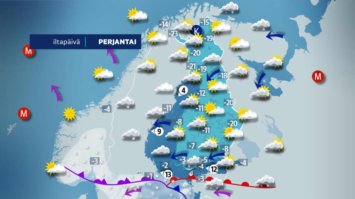 perjantain sääkartta