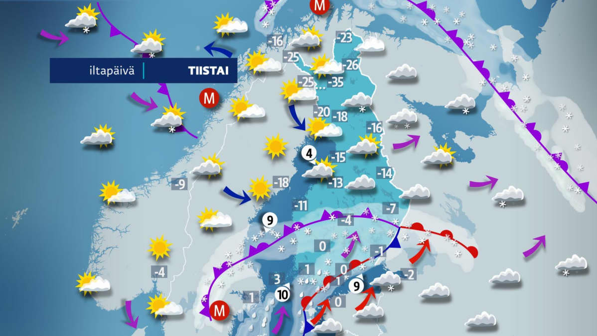 Tiistai-iltapäivän sää