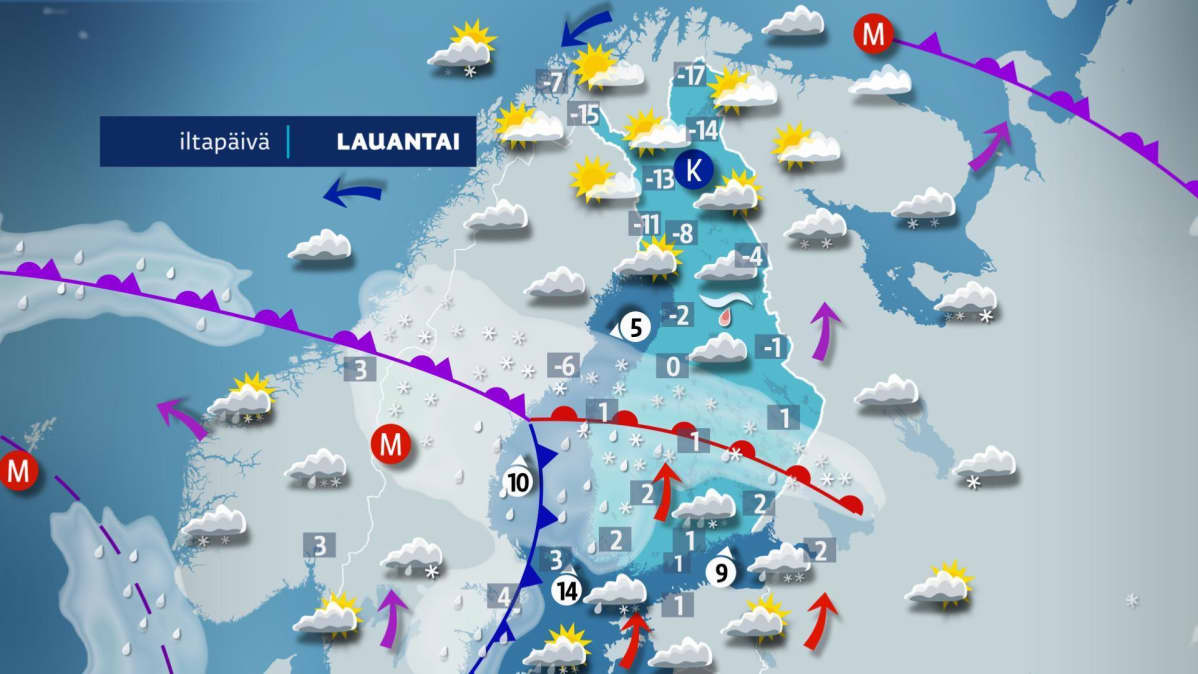 lauantain sääkartta