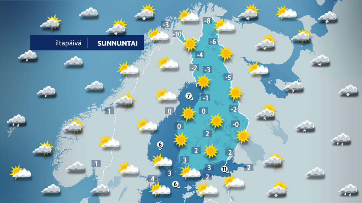 sunnuntain sääkartta