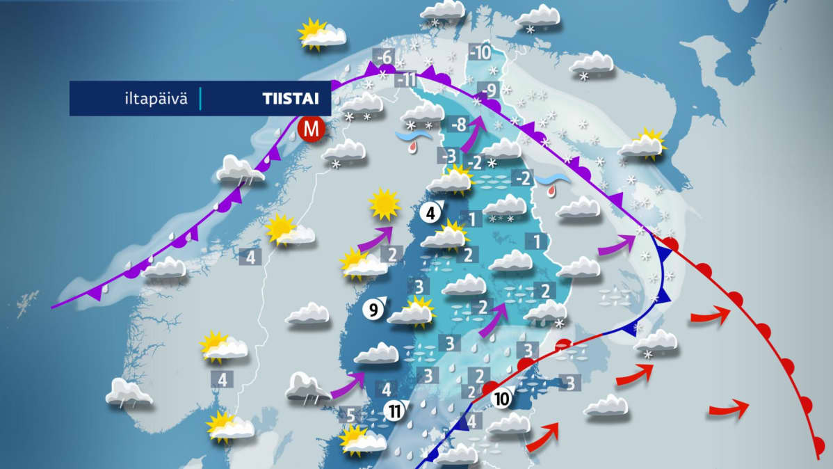 Sää, tiistai iltapäivä.