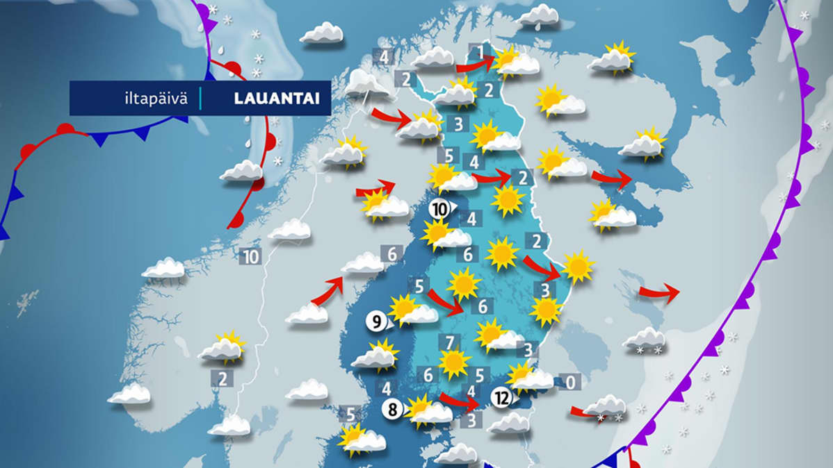 Lauantain sääennuste.