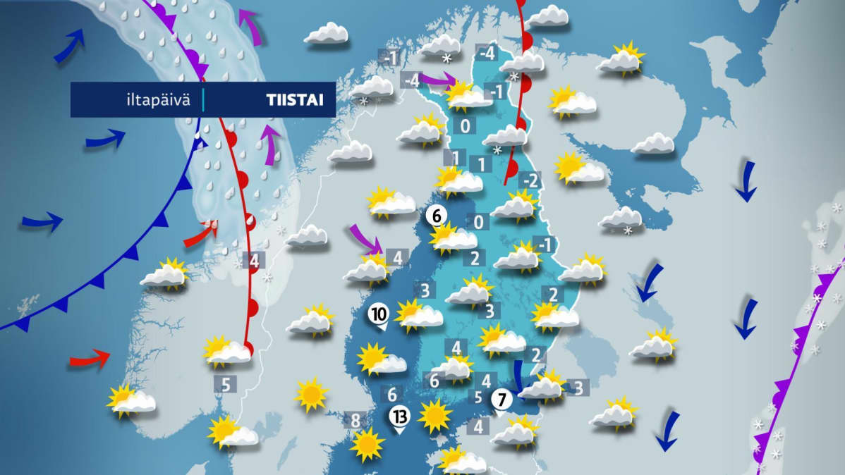 tiistain sääkartta