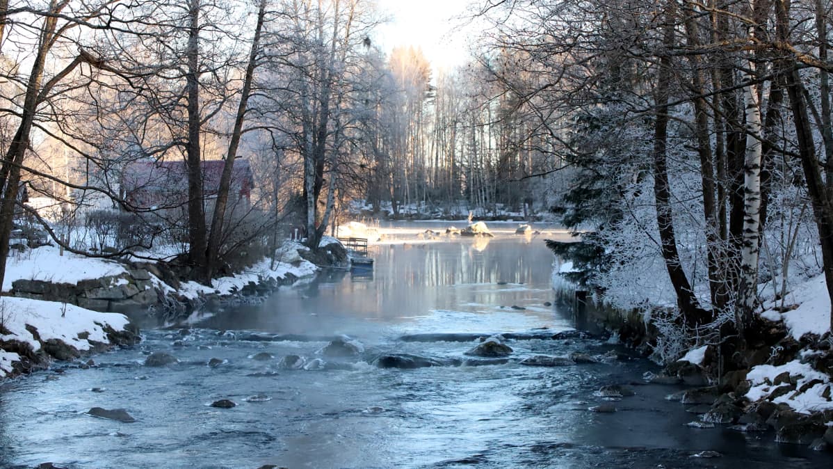 Hauhon Vihavuoden koski talvella.