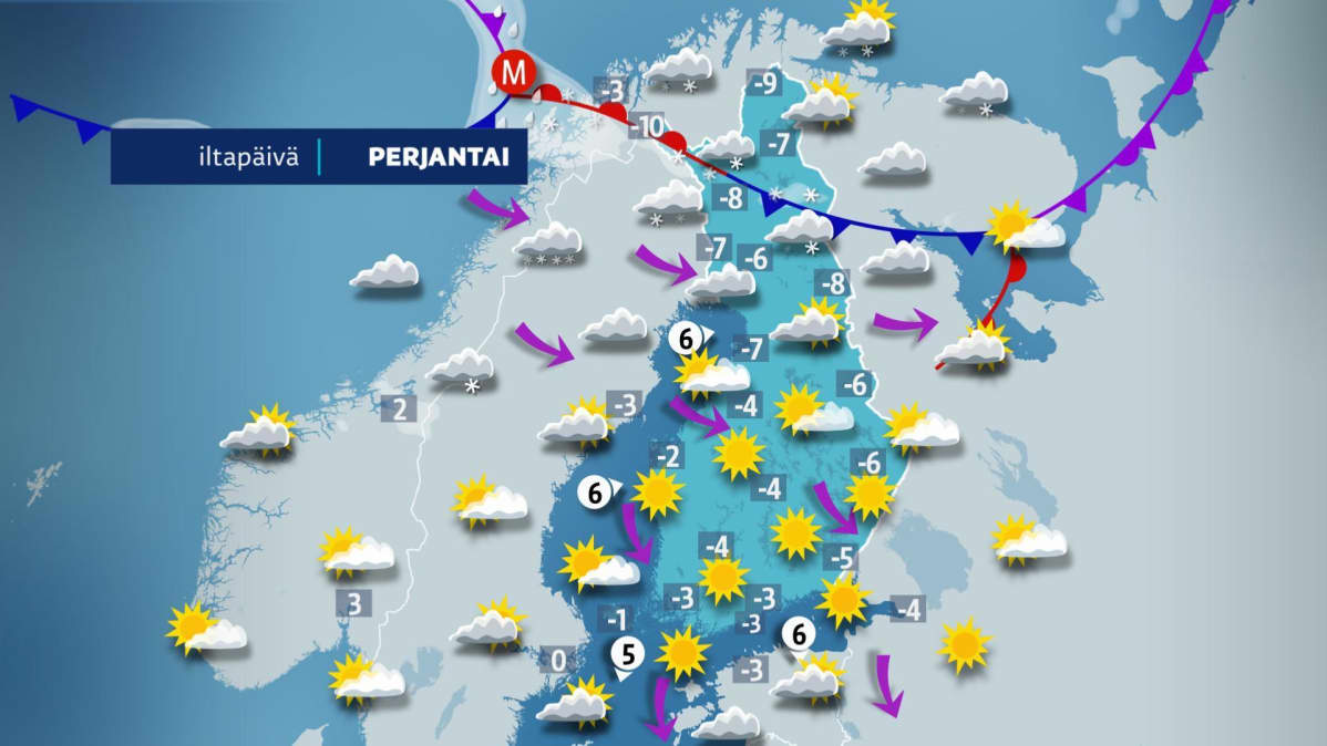 perjantain sääkartta