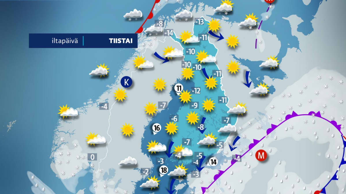 tiistain sääkartta