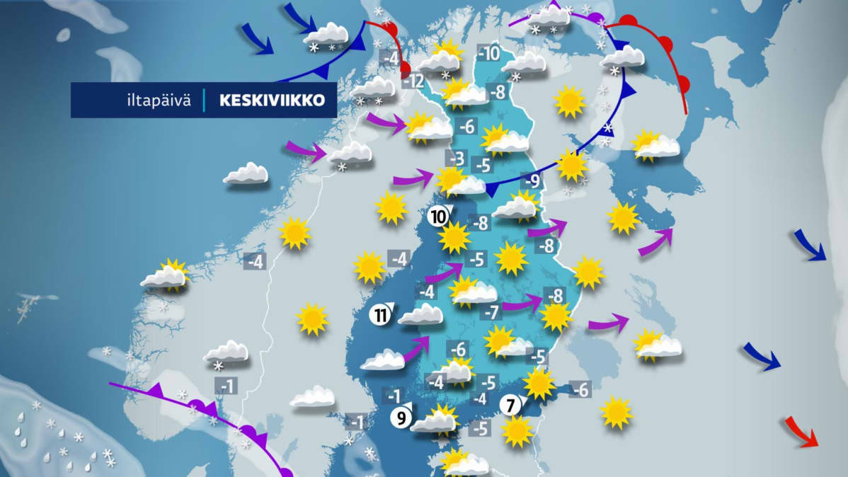 Keskiviikkoiltapäivän sää.
