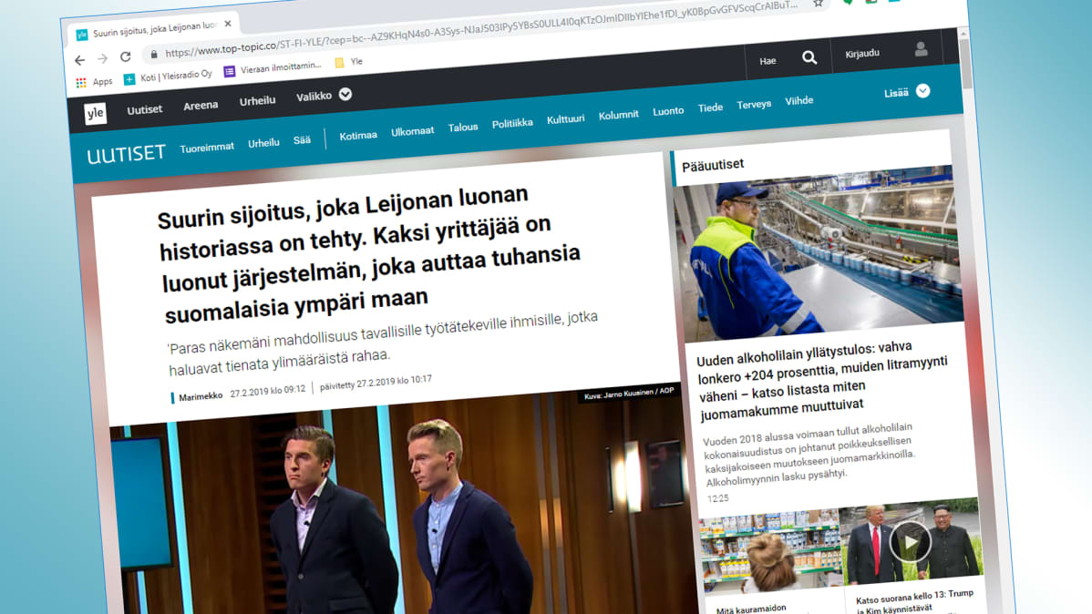 Ylen nimissä tehty valesivusto