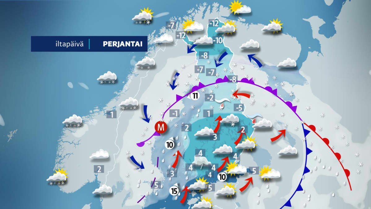 perjantain sääkartta
