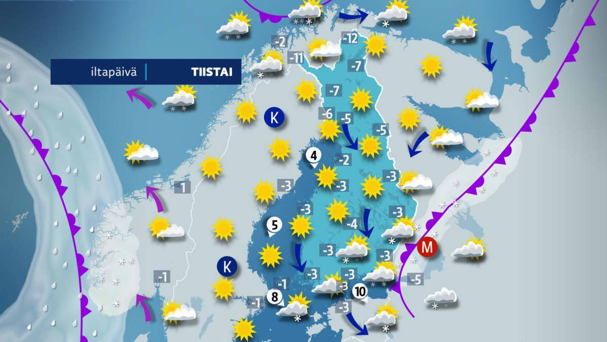 tiistain sääkartta
