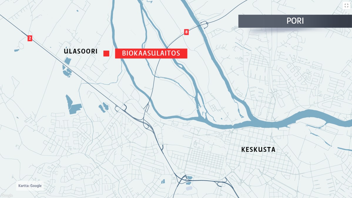 Kartta biokaasulaitoksen sijainnista