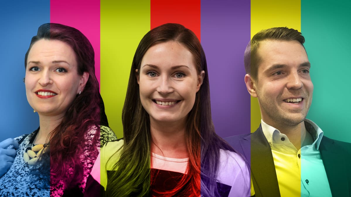 Kokoomuksen Anna-Kaisa Ikonen, SDP:n Sanna Marin ja keskustan Jouni Ovaska.