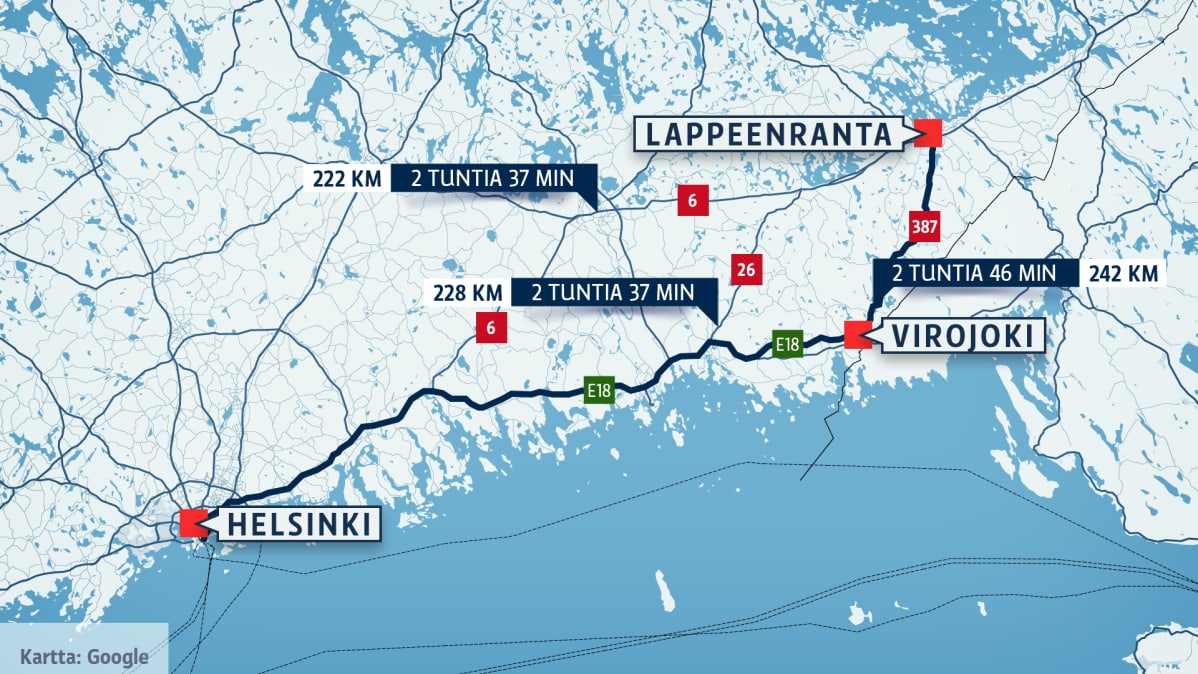 reittivaihtoehdot lappeenranta helsinki