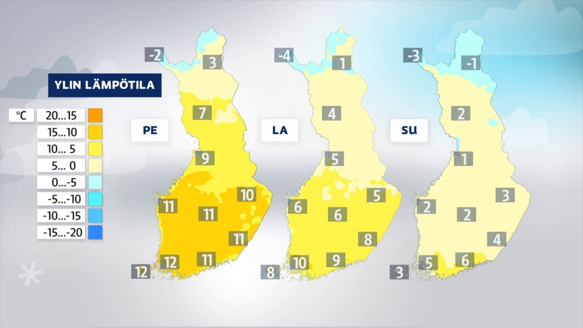 Viikonlopun lämpötilaennuste