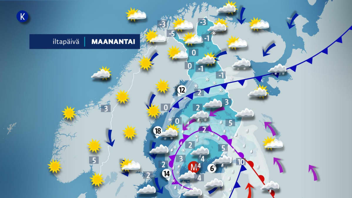 maanantain sääkartta